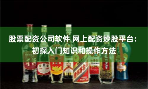 股票配资公司软件 网上配资炒股平台: 初探入门知识和操作方法
