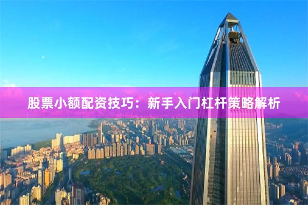 股票小额配资技巧:新手入门杠杆策略解析
